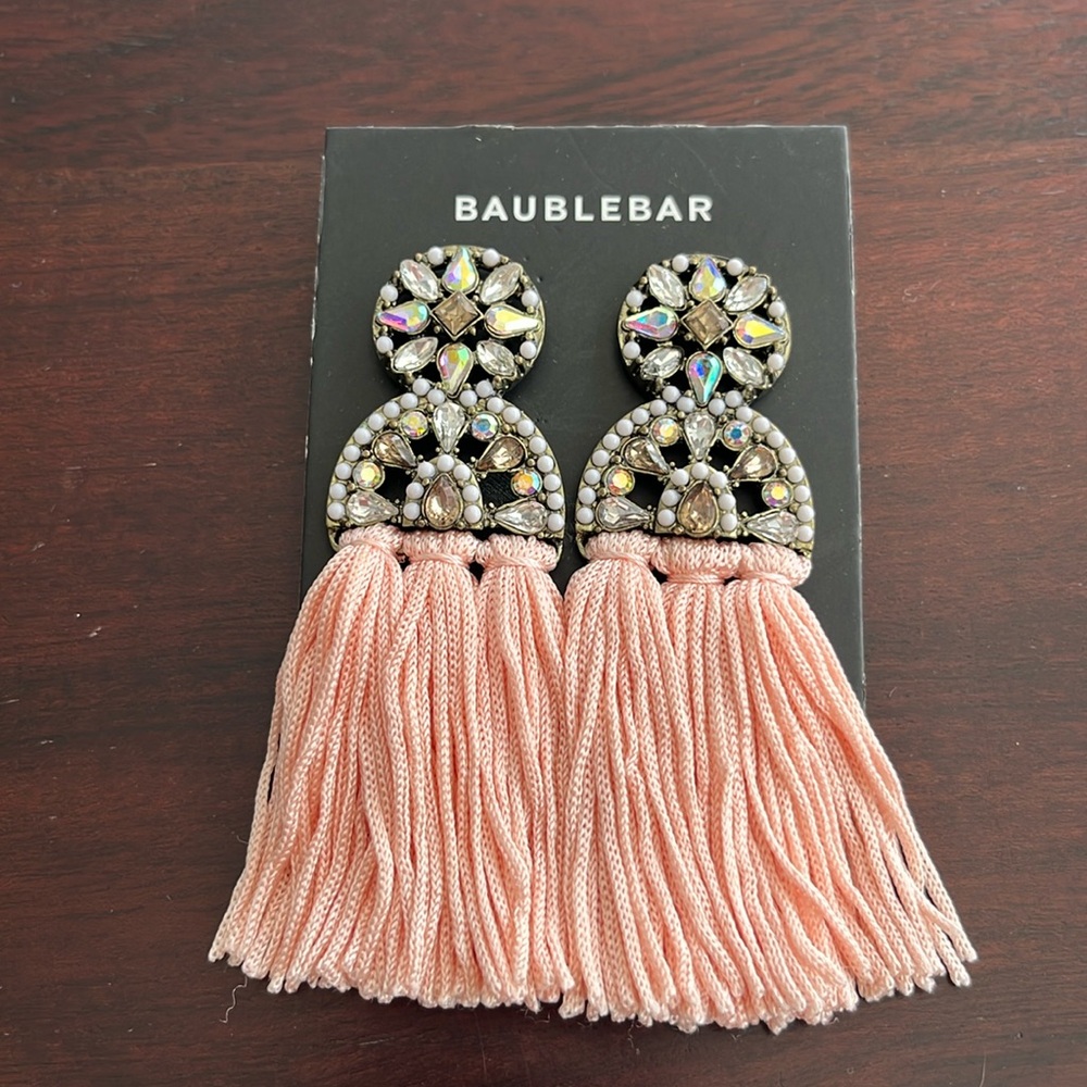 Gorgeous baublebar earrings - NWT - rhinestones/ peach/pink-cocktail attire
